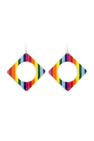Forever21 Rainbow Geo Cutout Drop Earrings