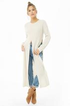 Forever21 Longline High-slit Ribbed Sweater
