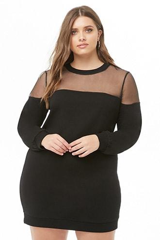 Forever21 Plus Size Sheer-yoke Sweater Dress
