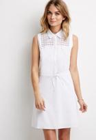 Forever21 Contemporary Perforated Yoke Shirt Dress