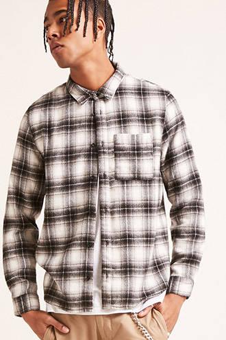 Forever21 Gradient Plaid Flannel Shirt