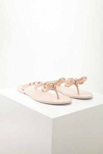 Forever21 Dizzy Studded Bow Jelly Sandals