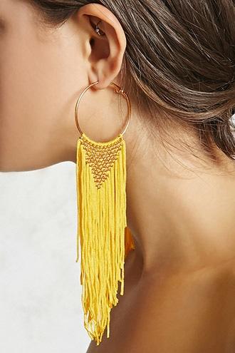 Forever21 Woven Fringe Hoop Earrings