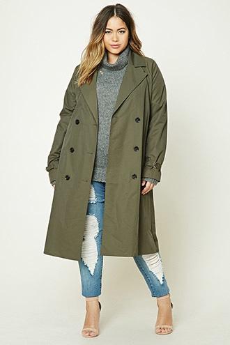 Forever21 Plus Women's  Plus Size Longline Trench Coat