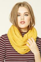 Forever21 Mustard Fuzzy Knit Infinity Scarf