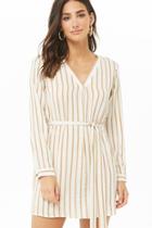 Forever21 Crepe Striped Tie-front Dress
