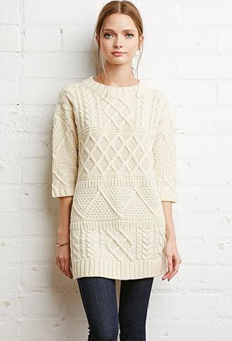 Forever21 Contrast Cable Knit Sweater