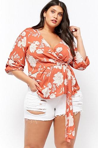 Forever21 Plus Size Floral Faux-wrap Top