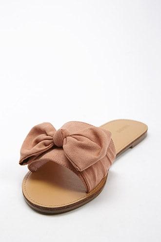 Forever21 Faux Suede Bow Slides