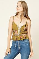 Forever21 Women's  Floral Lace-up Cami