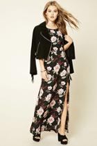 Forever21 Women's  Black & Pink Floral Print Halter Maxi Dress