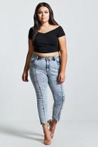 Forever21 Plus Size Acid Wash Shark Bite Jeans