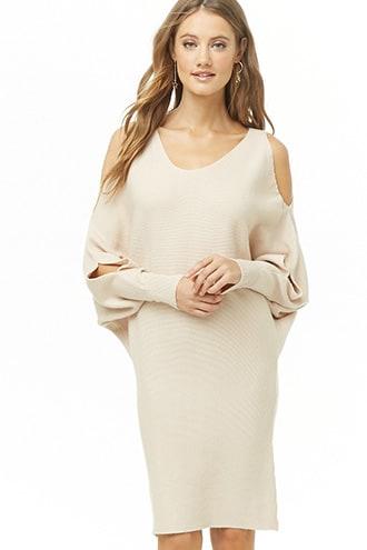 Forever21 Ribbed Open-shoulder Dolman Dress