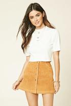 Forever21 Women's  Buttoned Leather Mini Skirt