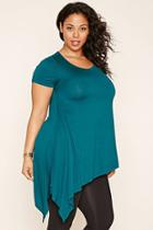 Forever21 Plus Women's  Teal Plus Size Asymmetrical Top