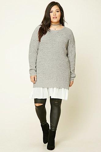Forever21 Plus Women's  Plus Size Purl Knit Tunic