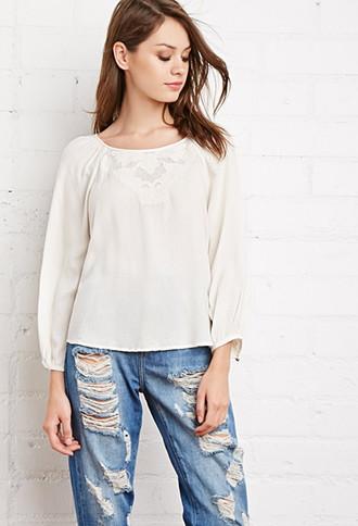 Forever21 Floral Embroidered Blouse