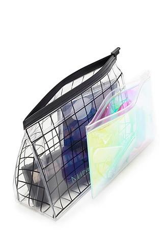 Forever21 Grid Print Makeup Bag Set