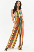 Forever21 Strapless Multi-striped Jumpsuit