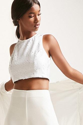 Forever21 Sequin Cropped Tank Top