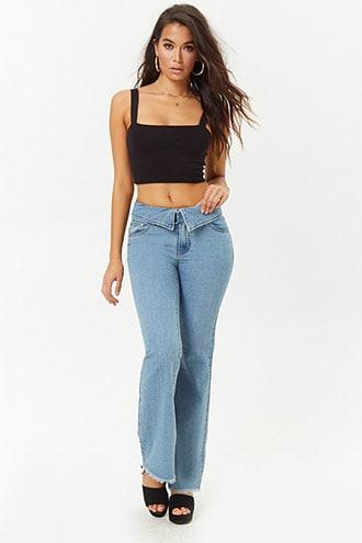 Forever21 Foldover Flare Jeans