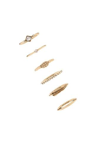 Forever21 Antique Gold & Clear Rhinestone Ring Set