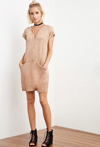 Forever21 The Allflower Faux Suede Shift Dress