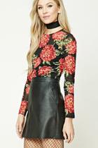 Forever21 Floral Print Mesh Top
