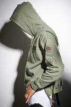 21 Men Men's  Olive Cross Colours Patched Hoodie