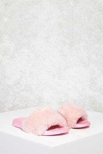 Forever21 Bca Faux Fur Slides