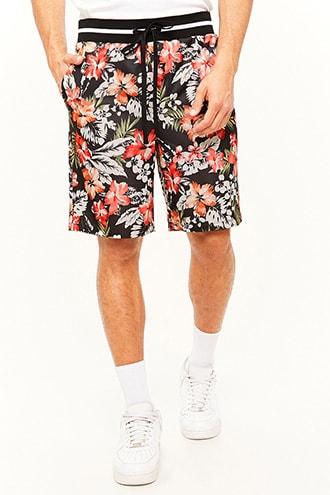 Forever21 Varsity-striped Floral Shorts