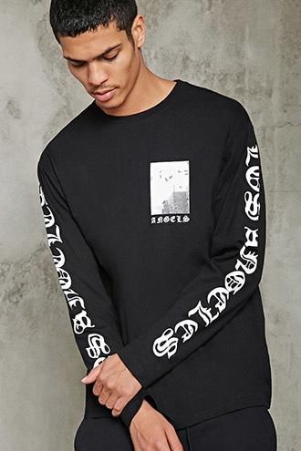 21 Men Men's  Black & White Los Angeles Graphic Tee