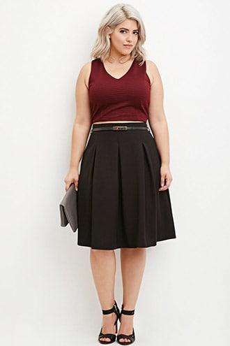 Forever21 Plus Size Belted Pleat Skirt