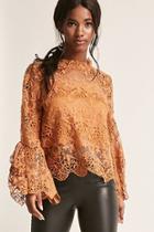 Forever21 Crochet Lace Bell-sleeve Top