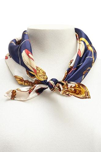 Forever21 Satin Rope & Wheel Print Scarf