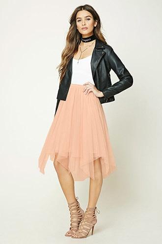 Forever21 Women's  Tulle Mesh Midi Skirt