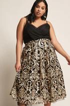 Forever21 Plus Size Eta High-waist Baroque Mesh Overlay Midi Skirt