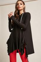 Forever21 Heathered Fleece Knit Longline Hooded Top