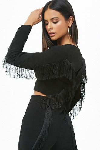 Forever21 Cropped Fringe-trim Jacket