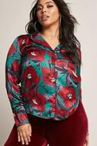 Forever21 Plus Size Floral Pajama-inspired Shirt