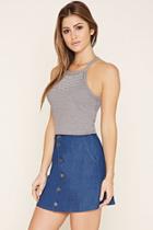 Forever21 Women's  Stripe Cropped Sweater Top