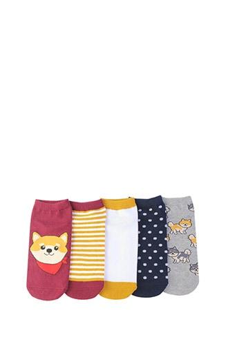 Forever21 Shiba Inu Print Ankle Socks - 5 Pack