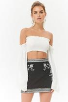 Forever21 Embroidered Faux Suede Mini Skirt