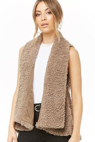 Forever21 Drape-front Faux Fur Vest