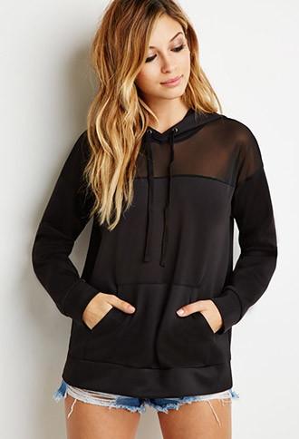 Forever21 Mesh-paneled Hoodie