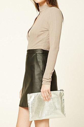 Forever21 Metallic Faux Leather Clutch
