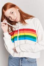 Forever21 Rainbow Graphic Hooded Top