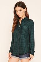 Forever21 Women's  Black & Green Gingham Flannel Shirt