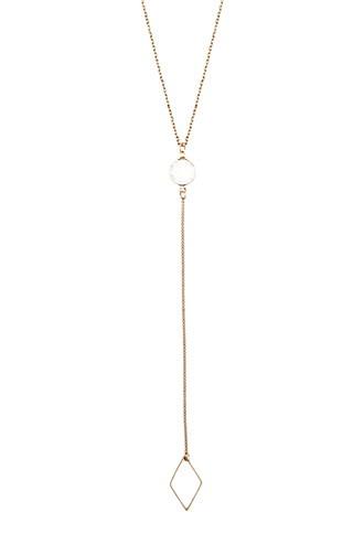 Forever21 Faux Gemstone Longline Necklace (antic Gold/clear)