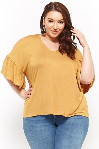 Forever21 Plus Size Flounce-trim High-low Top